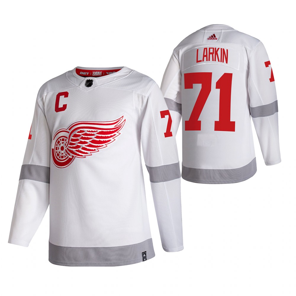 2021 Adidias Detroit Red Wings 71 Dylan Larkin White Men Reverse Retro Alternate NHL Jersey